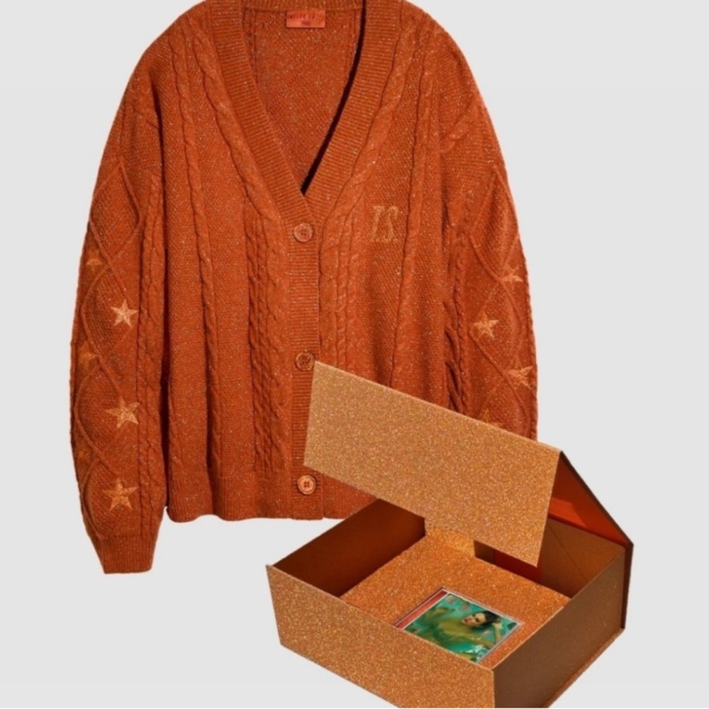 New Taylor Swift XL orange sparkle cardigan and life of a showgirl CD - Picture 4 of 4